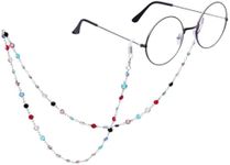 LERTREE Colorful Beaded Eyeglass Chains Sunglass Lanyard Eyewear Retainer Sunglasses Strap Crystal Beaded Chain for Women Girls (Silver)