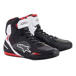 Alpinestars Faster-3 Rideknit Motorcycle Boots Black White Red, Black/White/Red, UK Size 10