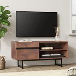 WAMPAT Modern TV Stand for up to 50 inch TV Entertainment Center TV Console with Storage Cabinets Media Console for Living Room, 42", Brown