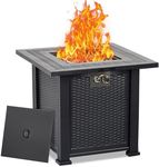 GarveeLife 28 Inch Propane Fire Pit, CSA-Listed Outdoor Gas Fire Pit, 50,000 BTU Steel Fire Table with Lid and Lava Rock, Gas Fire Pits for Patio, Stainless Steel Burner Head for Warmth Ambiance Black