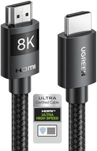 UGREEN HDMI 2.1 Cable 1M 10K 8K@60Hz Certified Ultra High Speed HDMI Cord Braided 48Gbps 4K@240Hz Support Dynamic HDR eARC Dolby Atmos HDCP Compatible with PS5 PS4 Xbox Roku TV HDTV Blu-ray Projector