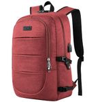 VSNOON Anti-Theft Laptop Backpack, 15.6-17.3 inch Business Laptop Rucksack Bag with USB Charging Port & Lock, Water Resistant Travel Backpack Computer Bag for Women Men,Red