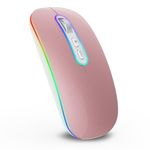 cimetech Bluetooth Wireless Mouse, Slim Rechargeable Bluetooth Wireless Mice, LED Computer Mice with Dual Mode (BT 5.1 + 2.4G), Portable Quiet Mouse for iPad, Laptop, Desktop, Mac, Windows -Rose Gold