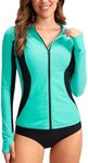 SANTINY Women's Rash Guard Zipper P