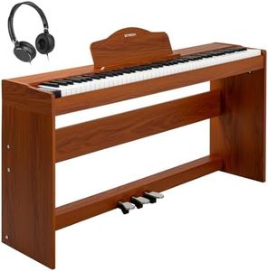 STRICH Digital Piano 88 Keys, Hammer-Action Weighted Keyboard, Full size Electric Piano Keyboard with Furniture Stand, 25Wx2 Speakers, Supports USB-MIDI/Wireless Connect, SDP-300W (Color Mahogany)