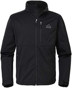 Rdruko Men's Outdoor Hiking Softshell Waterproof Windproof Mountain Fleece Lined Snow Jacket(Black, CA L)