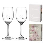 DIAMANTE Petit Heart Wine Pairs Etched Design Embellished with Swarovski Crystals