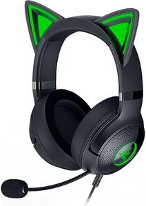 Razer Kraken Kitty V2 USB Wired RGB Headset: Chroma Kitty Ears - Stream Reactive Lighting - HyperClear Cardioid Mic - Triforce 40 mm Drivers - 7.1 Surround Sound - Classic Black