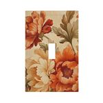 Muzumu Orange And Beige Floral 1 Gang Light Switch Covers Single Toggle Wall Plate Decorative Switchcover Electrical Switchplate For Country Living Decor