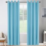 JIVINER 2 Panel Set Linen Blackout Curtains for Bedroom Living Room Darkening Curtains Grommet Thermal Insulated 84 inch Window Drapes Panels (Light Blue, W52 X L84,2 Panels)