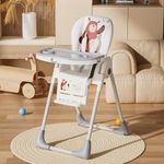 R for Rabbit Marshmallow Lite Baby Feeding High Chair for Babies, 6 Levels Smart Baby Feeding High Chair | 6 Months of Warranty | (Grey)