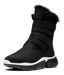 AUMU Classic Retro Hook and Loop Suede Sheepskin Elevator Hiden Heel Winter Snow Boots, Black, 10