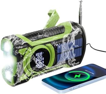 XHDATA Wind up Solar Radio FM AM with Bluetooth & ATS, 5000mAh Battery Operated Waterproof Emergency Radio with LED Flashlight, SOS Alarm for Power Outage and Outdoor