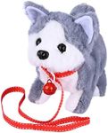 WorWoder Plush Husky Dog Toy Puppy Electronic Interactive Pet Dog - Walking, Barking, Tail Wagging, Stretching Companion Animal for Kids (Husky Dog)