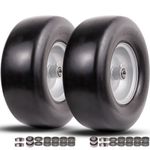 13x5.00-6 flat free tire and wheel,Front Zero-Turn Smooth Tire Assembly Replacement for Riding Lawn Mower Garden Tractor,with 3/4" &1/2" & 5/8" Precision bearings,3.25"- 5.9" Center Hub (2 Pack)