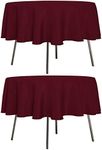 sancua 2 Pack Round Tablecloth 60 Inch Burgundy, Stain and Wrinkle Resistant Table Cloth - Washable Polyester Table Cover for Dining Table, Buffet Parties and Camping