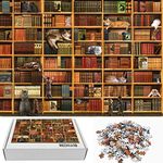 Jigsaw Puzzles for Adults,1000 Piece Puzzles for Adults,1000 Pieces Cat Library Puzzle, Kitten Book Jigsaw Puzzles for Adults,Puzzles Gift for Women & Men