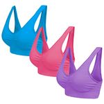 Blu Apparel Multipack Seamless Comfort Bras Sleep Bras Sizes 8-24 Not Padded Wireless (UK, Alpha, 3XL, Regular, Regular, Purple/Blue/Ruby 3 Pack)