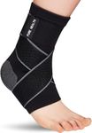 Pure Health Ankle Support for Ligament Damage Sprained Ankle, Achilles Tendonitis Foot & Plantar Fasciitis Support Strap, Heel Pain Relief & Wrap for Compression (Black, M)