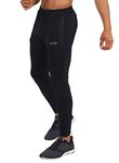 TCA Men's Rapid Quickdry Tapered Tech Training Track Pant with Zip Pockets - Black Anthracite, M