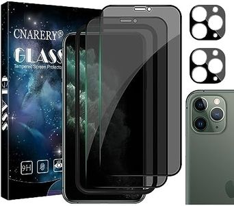 Cnarery Privacy Screen Protector for iPhone 11 Pro Max with Alignment Frame, [2+2 Pack]Full Coverage Privacy Tempered Glass Screen Protector and Camera Lens Protector[Easy Installation]