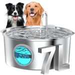 Dog Water Fountain for Drinking: Stainless Steel Cat Water Fountain for Drinking - 7L/236oz/1.8G Quiet Pet Fountain Water Bowl - Convenient Handle-Design - for Large Dogs Cats & Multi-Pets Home
