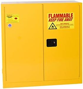 Eagle 30 Gallon Steel Flammable Liquid Storage Cabinet, 1 Shelf, 2 Manual Closing Doors for Gasoline Storage, Yellow, 1932X