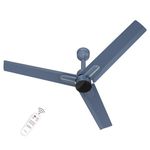 Polycab Wizzy Neo 1200mm 5-Star BLDC, Remote Ceiling fan for home| Free Installation| 55% Energy Saving, 100% Copper, High Air Delivery,6 Speed Setting, Reversable & Timer| 4-yr Warranty【Blue Silver】