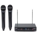 Samson Stage 212 Dual VHF Handheld Wireless Microphone System w (2) Q6 Mics, Black, 12" (SWS212HH-E)