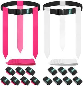 Hilhook Flag Football Belts, 14 Player Flag Football Set with 42 Flags for Kids Youth and Adults Training Equipment (Pink and White)