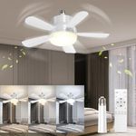 Moragin Socket Fan Light with Extende & Remote Control,Screw in Light Bulb Socket Ceiling Fan,Small Ceiling Fan with Light Plugs into Outlet for Bedroom,Living Room,3000K-6500K/1700Lumen