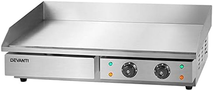 Devanti BBQ Grill, 4400W Electric Griddle Oil Heater Frying Pan Hot Plate Frypan Home Kitchen Restaurant Appliances Countertop, Double Zones Cooking Stainless Steel Portable Silver