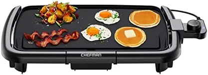 Chefman Electric Griddle with Removable Temperature Control, Immersible Flat Top Grill, Burger, Eggs, Pancake Griddle, Nonstick Easy Clean Cooking Surface, Slide Out Drip Tray, 10 x 16 Inch