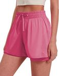 PINSPARK High Rise Athletic Shorts for Women Quick Dry Gym Running Shorts Breathable Outdoor Workout Shorts with Soft Liner Hot Pink XXXL