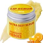 Handmade Heroes Turmeric Lip Scrub with Vitamin C – 100% Natural Vegan Exfoliant for Dark Dry Chapped Lips – Deep Conditioning Sugar Polish 1oz