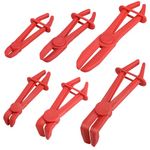 6 Piece Hose Clamp Pliers Set, Straight & 90°Hose Pinch Off Pliers, Line Clamp Pliers in 3 Sizes, Hose Clip Pliers for Brake Hose, Fuel Hose, Gas Line - Red