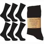 SMG® Mens 12 Pair Pack Cotton Casual Smart Design Argyle Contrast Heel Thin Stripe Socks (6-11) (Black)