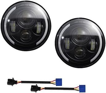 KYYET 7 inch LED headlight With Halo Ring DRL Hi/lo Beam Compatible with Defender 90 110 Jeep Wrangler JK TJ CJ Hummer H1 H2 Miata mx5 mk1