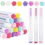 20 Pcs Mascara Wands Tube Set SenRocc Reusable Lash Brush Rose Flower Tube Eyelash Brush Tubes Spoolies Lash Extension Brushes Applicators Makeup Tools（R-L-MIX-CA）