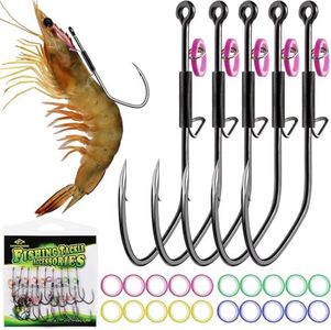 LUCKYFISHING 20Pcs Live Shrimp Hooks Fishing Saltwater Freshwater Professional V Live Shrimp Hook for Bass Catfish Pike Trout 3/0