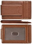 Kinzd Money Clip Front Pocket Wallet Leather RFID Blocking Strong Magnet Thin Wallet Coffee