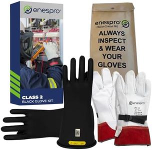 Enespro Class 2 Insulated Electrical Gloves Kit, 17,000V AC/25,500V DC