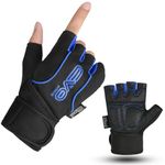 EVO Fitness Gym Gloves for Men & Women - Breathable Weight Lifting Gloves, Workout Gloves, CrossFit, Cycling, Training, Enhanced Grip & Palm Protection, Perfect for Weightlifting (Blue, XL)