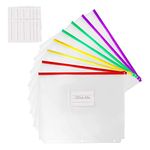 YoeeJob 8 Packs 3-Hole Clear Zipper Binder Pockets, Binder Insert Pages with Card Slots Suitable for School or Office to Organize Document, Assorted Color Zippers