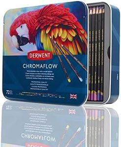 Derwent Chromaflow Colored Pencils Tin, Set of 72, Great for Holiday Gifts, 4mm Wide Core, Multicolor, Smooth Texture, Art Supplies for Drawing, Blending, Sketching, Professional Quality (2306014)