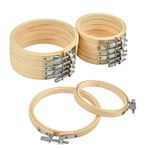 12PCS Small Embroidery Hoops 3Inch/4inch Round Embroidery Frames Adjustable Bamboo Circle Cross Stitch Hoop for DIY Art Craft Handy Sewing