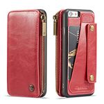 Case Cover for iPhone 6 Plus/iPhone 6s Plus 5.5inch 2017 Leather with Zipper,Removable Wallet Red 4 Card Slot (ID Card, Credit Card),Viewing Stand,Full Protection,Accurate Cutouts for Girls Boys