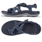 Viakix Womens Walking Sandals: Cute Stylish Comfy Athletic Sport Hiking Sandal for Trekking Water Wide Width Beach With Arch Support for Womens Ladies Outdoor, Blue 9