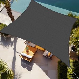 Shade&Beyond Sun Shade Sail Rectangle Canopy 12' x 16' Sail Shade Dark Grey Sun Shades for Patios