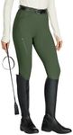 Willit Women's Riding Pants Full Seat Silicone Breeches Equestrian Horseback Riding Tights with Zipped Pocket Army Green XL